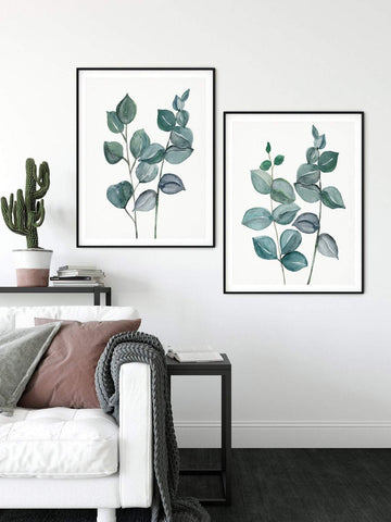 Eucalyptus Art Print Set, Green Leaf Wall Art